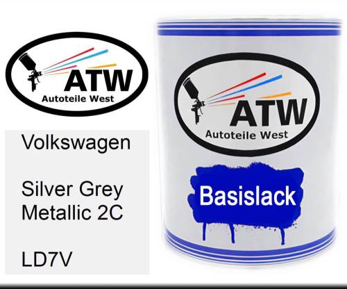 Volkswagen, Silver Grey Metallic 2C, LD7V: 1L Lackdose, von ATW Autoteile West.